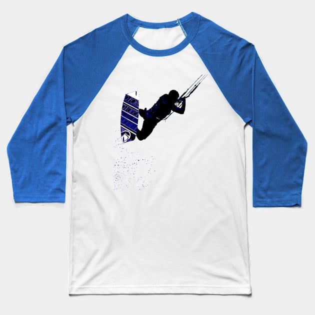 Kitesurfing Action Kite And Surf Illustration Baseball T-Shirt by taiche